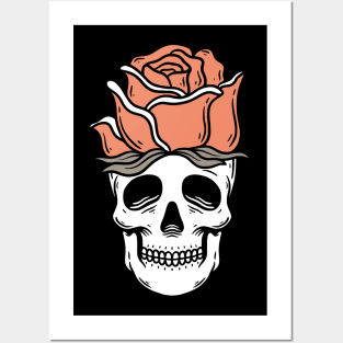 Skull with Rose Vintage Retro Posters and Art